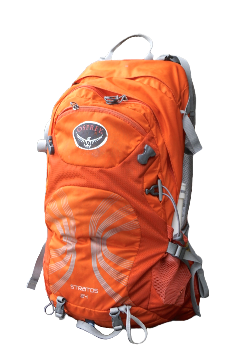 Osprey Stratos 24 liter orange daypack.