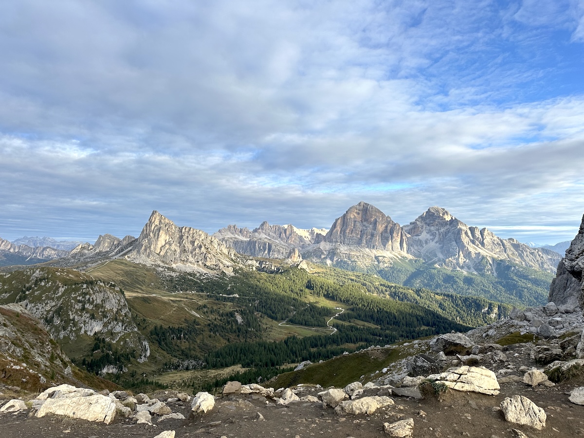Panoramic Dolomite peaks and valleys