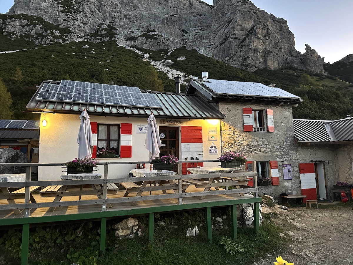 Rifugio Pramperet with red shutters