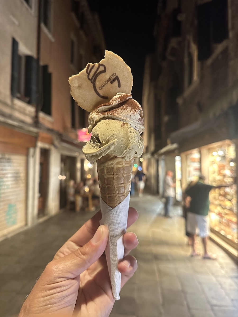 Gelato from Gelateria Gallonetto after Alta Via 1 trek