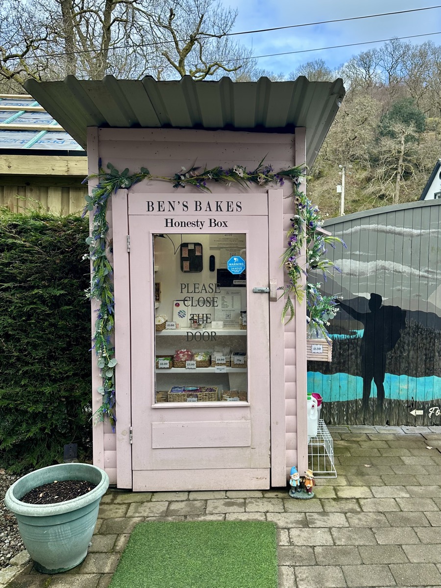 Ben's Bakes honesty box in Balmaha on the West Highland Way