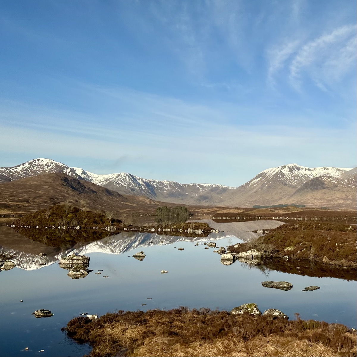 Buachaille Etive Mòr viewed from the bus window crossing Rannoch Moor