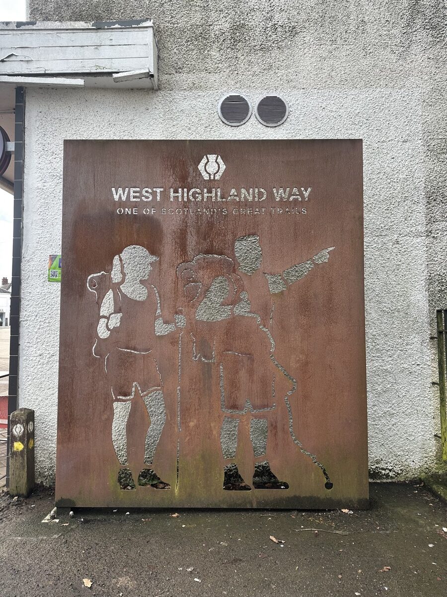West Highland Way start sign in Milngavie town centre