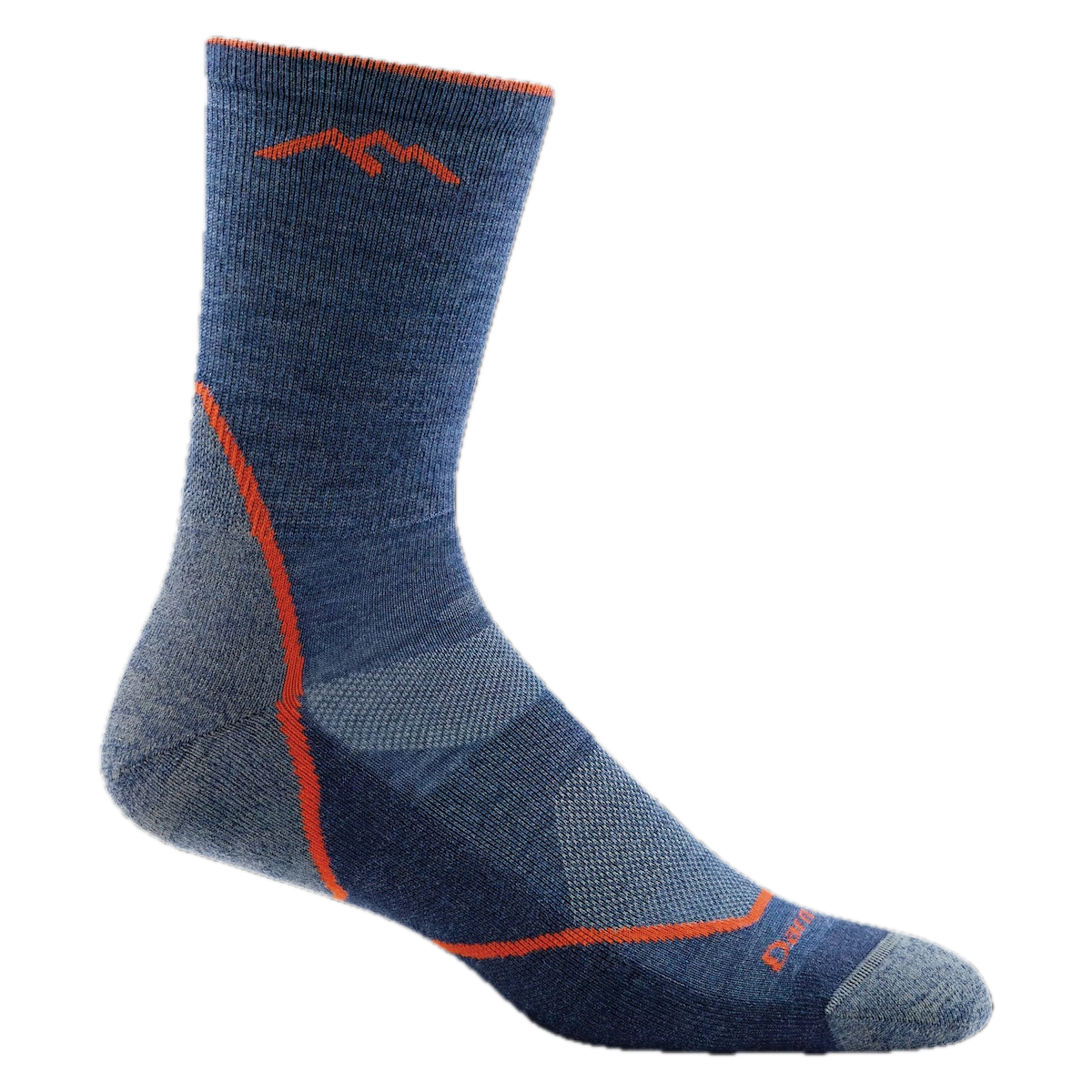 Darn Tough merino wool micro crew hiking socks in blue.