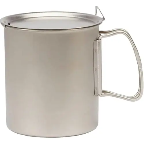 Snow Peak 700 titanium pot with lid and folding handles